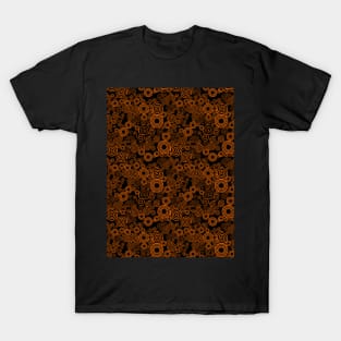 Orange and Black Spiral Pattern T-Shirt